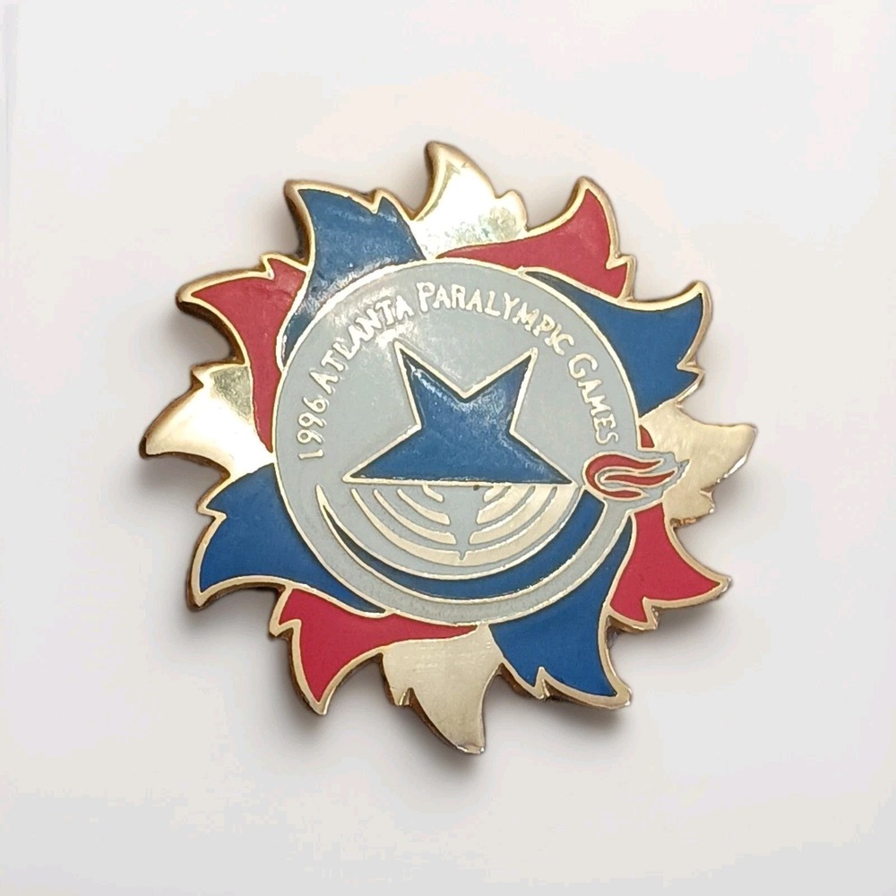 Vintage 1996 Paralympic Games Atlanta Enamel Lapel Pin Pinback Red Blue Gold